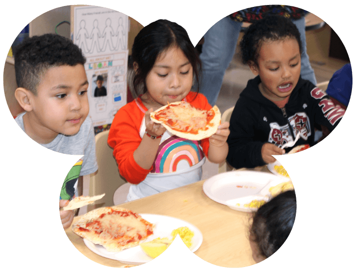 Kids eating in a food program